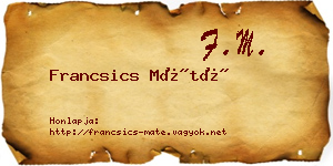 Francsics Máté névjegykártya